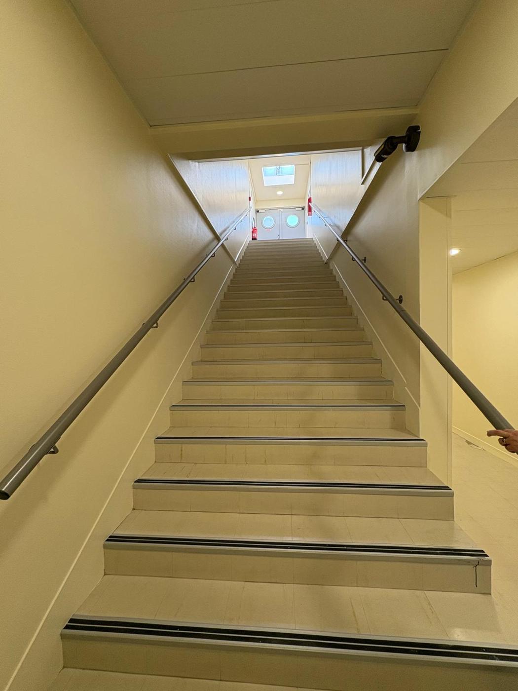 Escalier intérieur repeint avec nez de marche contrastés